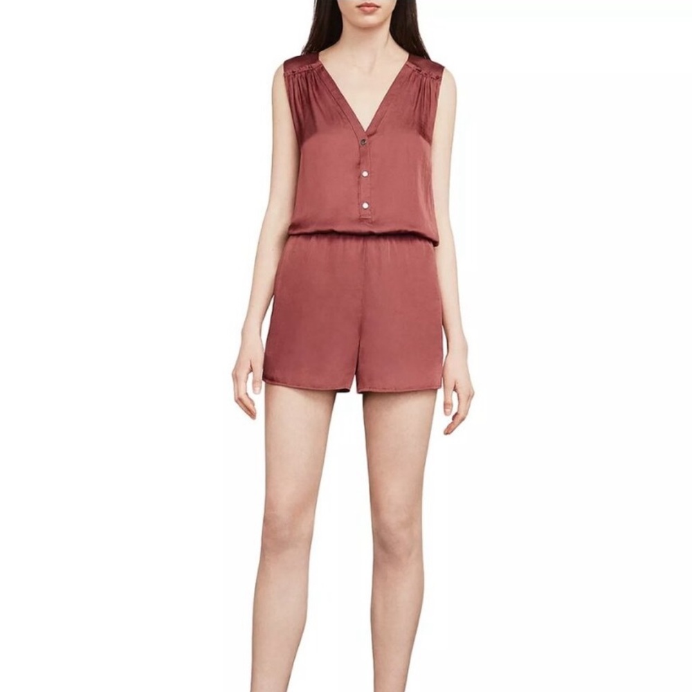 BCBGMAXAZRIA Women’s Mikah Satin Break Romper Pink Orange Size XS